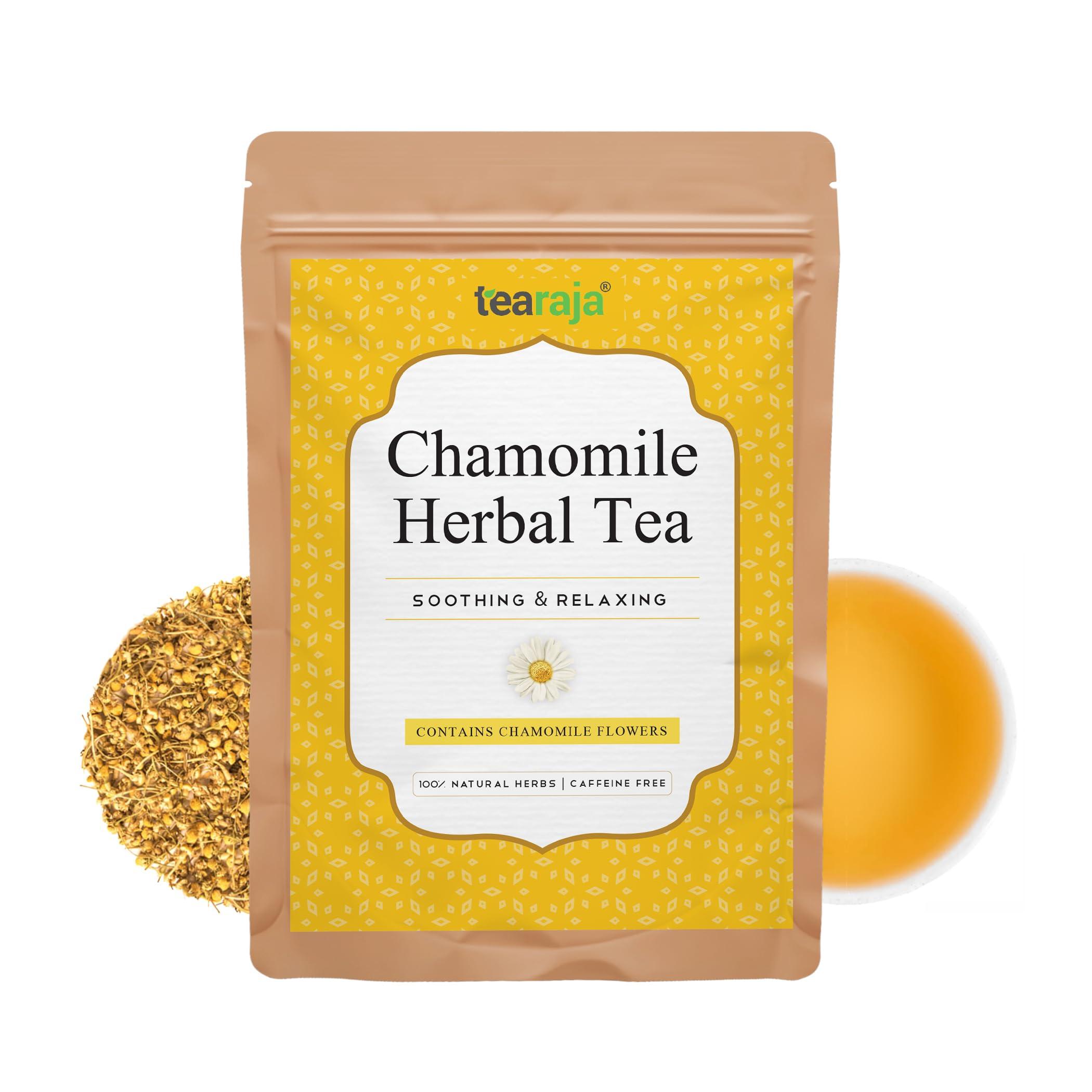 TeaRaja TeaRaja Pure Chamomile Tea (100 g) -Makes 55 Cups Pure Herbal Tea Reduce Anxiety and Stress Classic Calming Herb Get Good Sleep Caffeine-Free