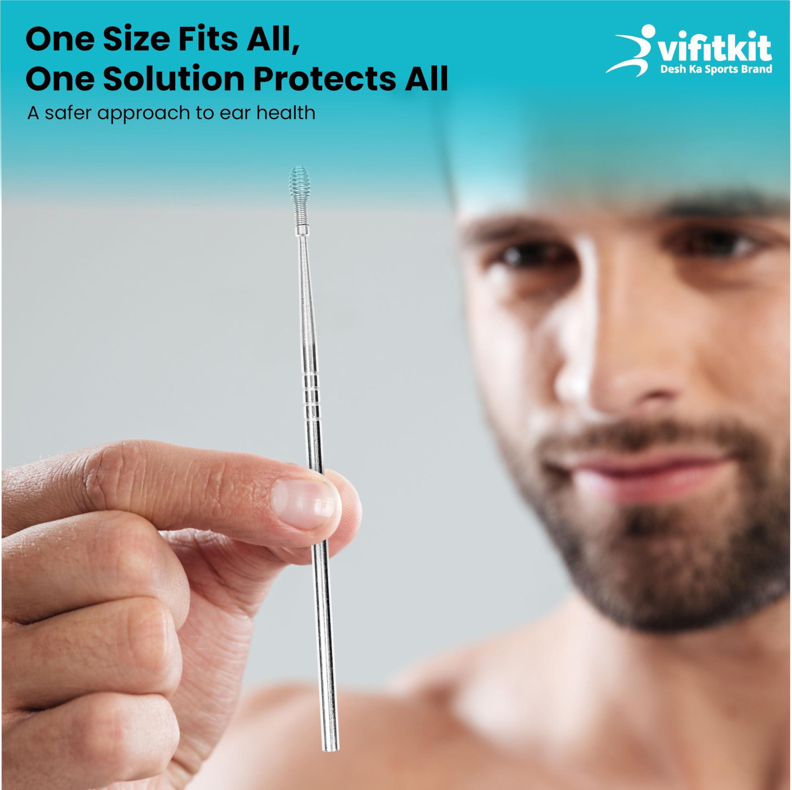 VIFITKIT VFK by Trendy Home Ear Cleaning Kit (Pack of 1), Reusable Ear Wax Cleaner Tool Set with Storage Box - Ear Wax Remover Tool Kit with Ear Curette Cleaner and Spring Earbuds Cleaner (6 Pcs, Stainless Steel)