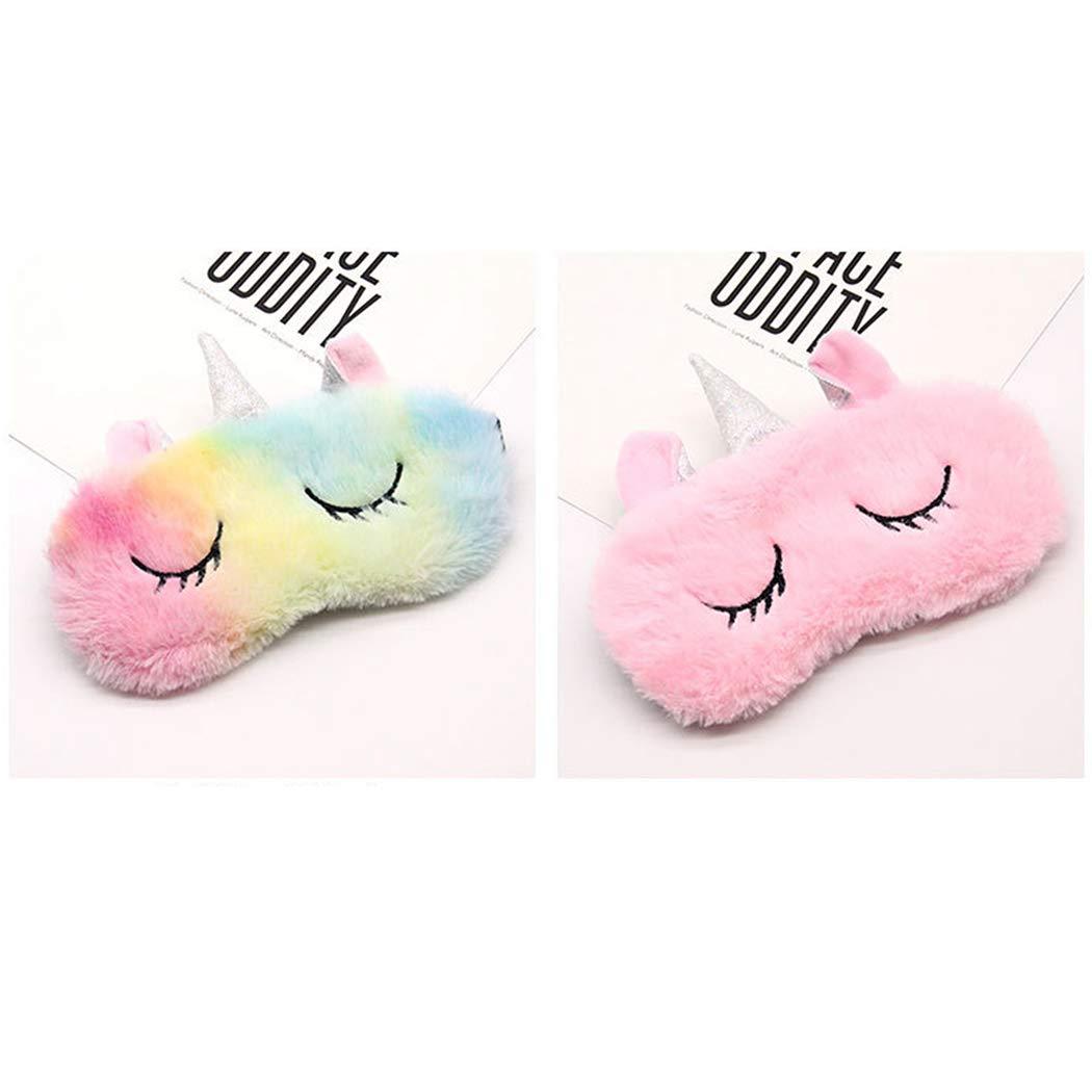 Zoylink Zoylink Sleeping Mask Cartoon Animal Horn Eye Mask Eye Shade Without Ice Pack for Travel (Pink)