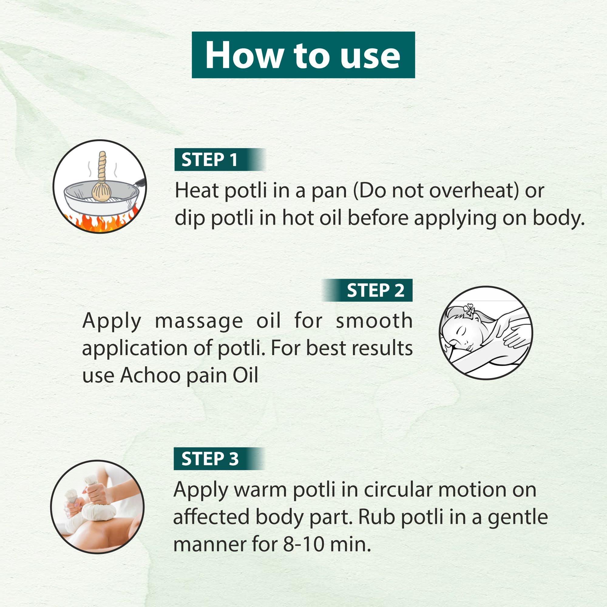 ACH...OO ACH...OO Pain Massage Potli - 100% Ayurvedic Herbal Healing Massage For Joint And Muscle Pain Relief|Loosen Up Tense Knotted Muscles,Release Stress And Muscle Tension- 100Gm