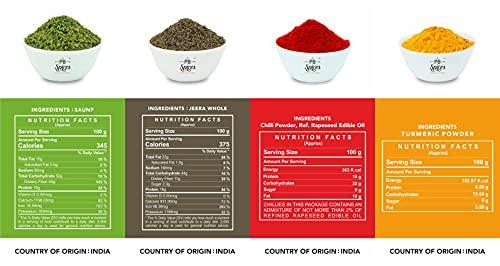 PB SPICES - PURE & NATURAL PB Spices - Saunf Whole - 250g, Jeera Whole - 250g, Red Chilli Powder - 250g, Turmeric Powder - 250g | Pure & Natural (Combo Pack)