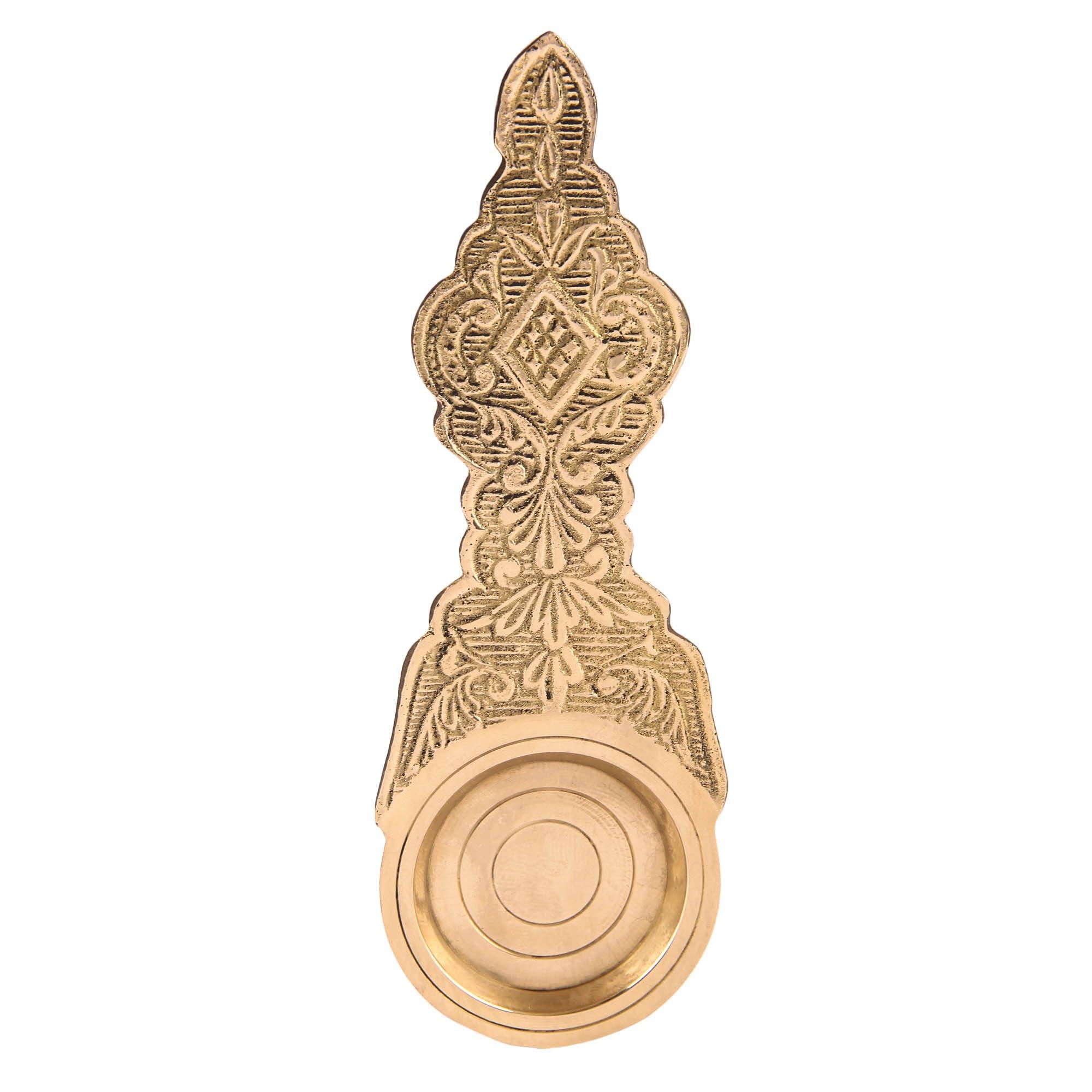 DOKCHAN DOKCHAN Brass Embossed Kapoor aarti/Kapoor dani Brass/Kapoor Burner/Golden Color Kapoor Holder with Handle for Pooja, aarti (4.5 in, 2.00)