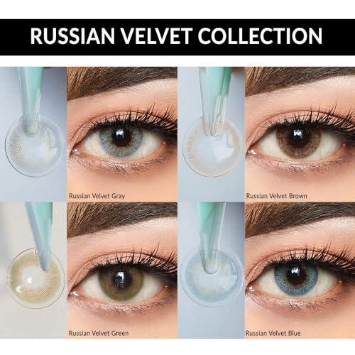 O-Lens O-LENS Russian Velvet Grey - Coloured Contact Lens (Monthly Disposable, -7.00 / 2pcs / Grey), Natural Looking & Comfy Eye Color Lenses