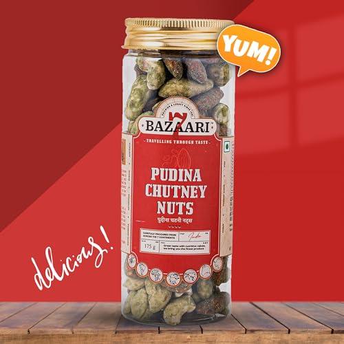 7 BAZAARI 7 BAZAARI Pudina Chutney Roasted Trail Mix 175g - Blend of Almonds, Cashews, Peanuts | No Oil Added | Healthy & Tasty Nuts and Dry Fruits, Crunchy Snack, Gluten-Free