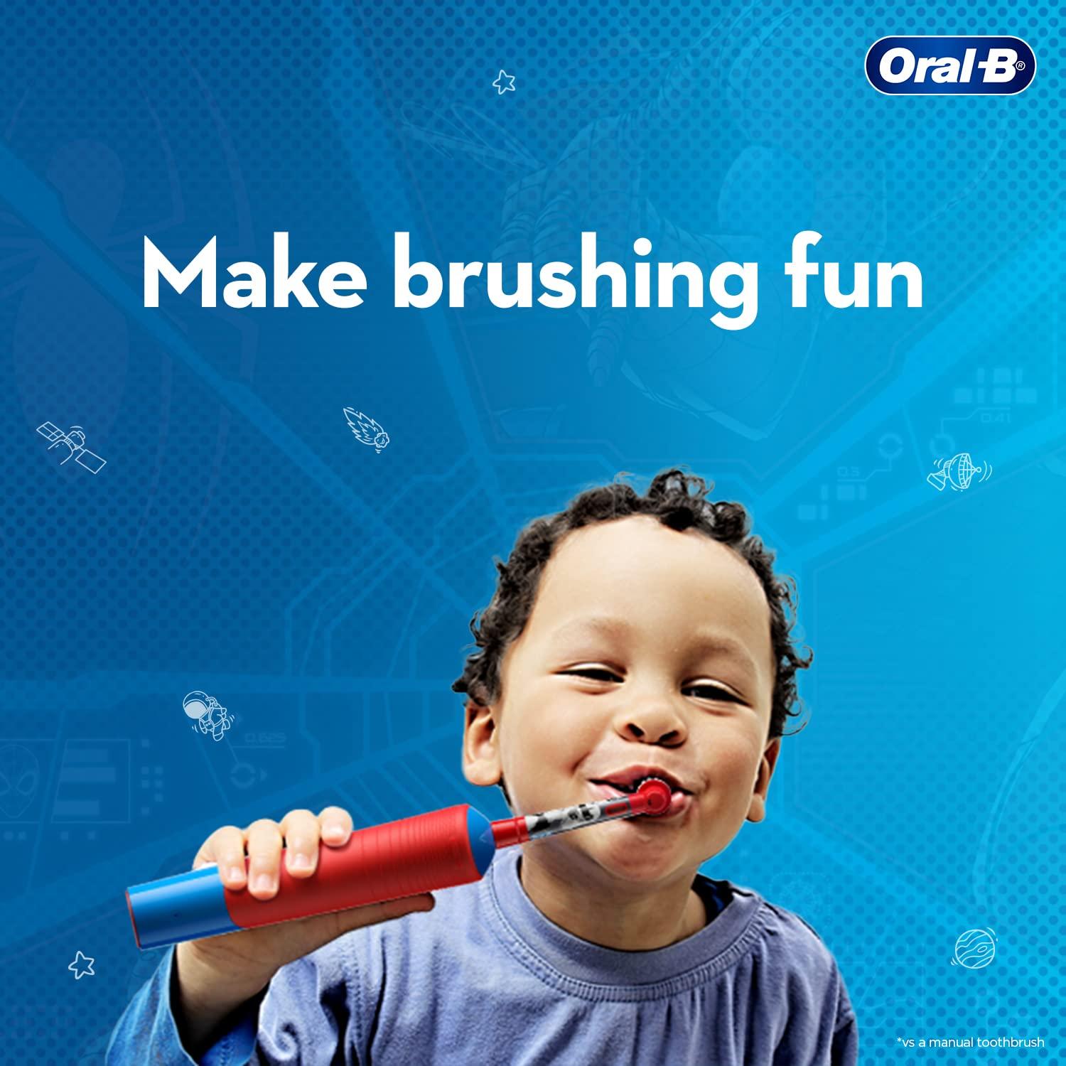 Oral-B Oral B Kids Electric Rechargeable Toothbrush, Featuring Spider Man, Extra Soft Bristles, Age 3+ & Oral B Kids Electric Rechargeable Toothbrush, Featuring Frozen Characters