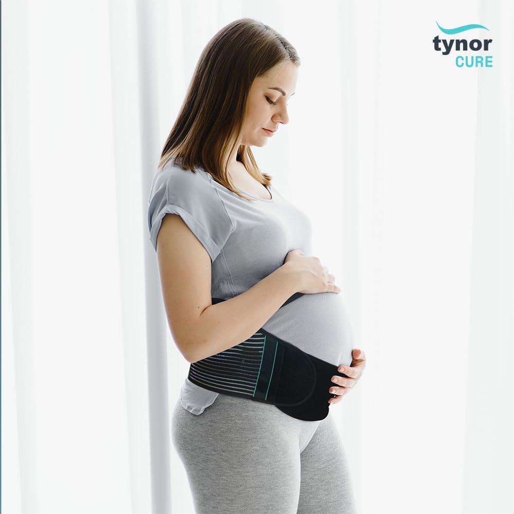 TYNOR TYNOR Pregnancy Support | Maternity Belt for Lower Back Pain Relief & Posture Support | Adjustable, Comfortable Design for Pregnent Women | Pack of 1 (Black, Medium)