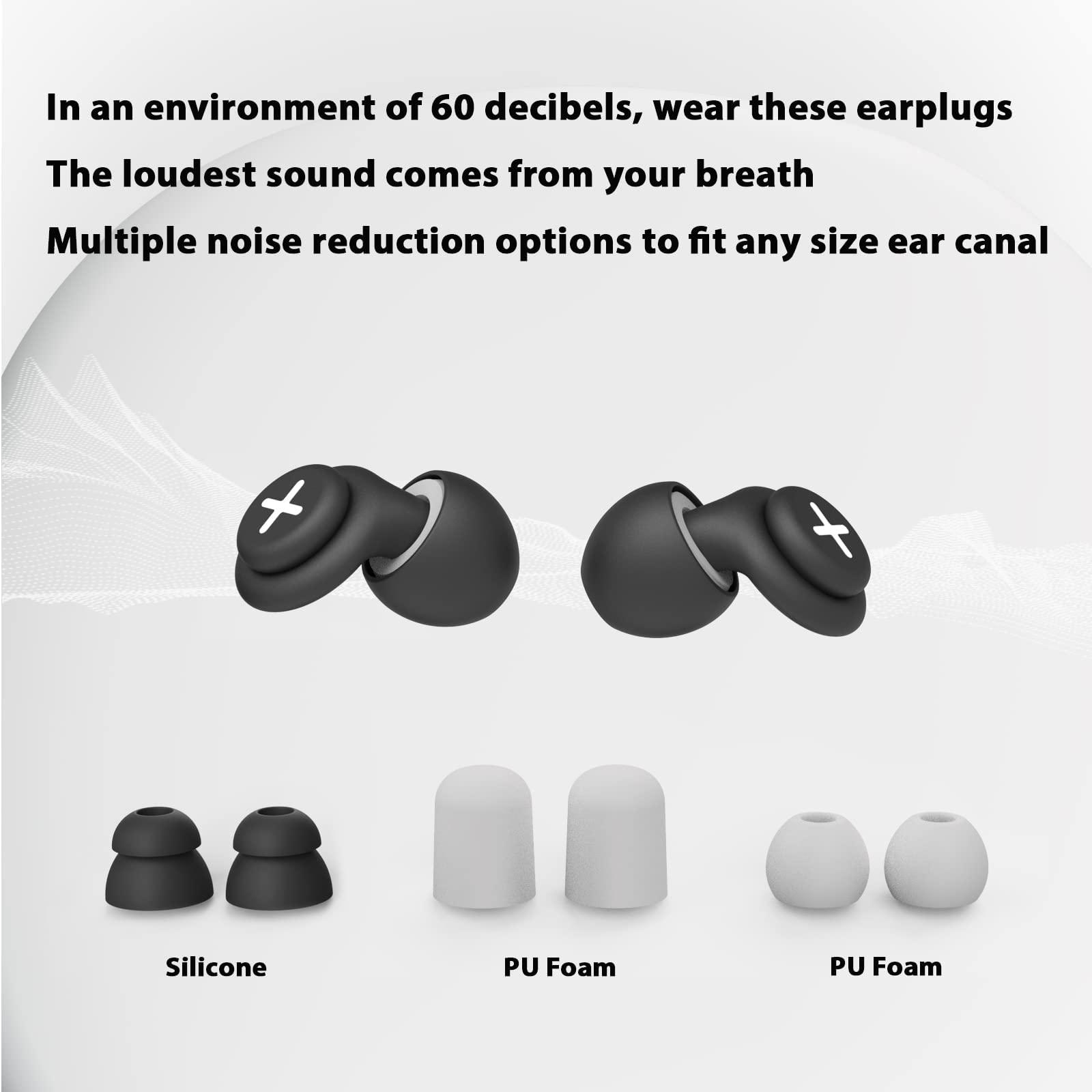 MAKINGTEC Noise Reduction Ear Plugs-40 dB Noise Cancelling Reusable Hearing Protection in Flexible Silicone for Sleeping, Traveling, Concerts, Work & Swimming,3 Wearing Styles, Black