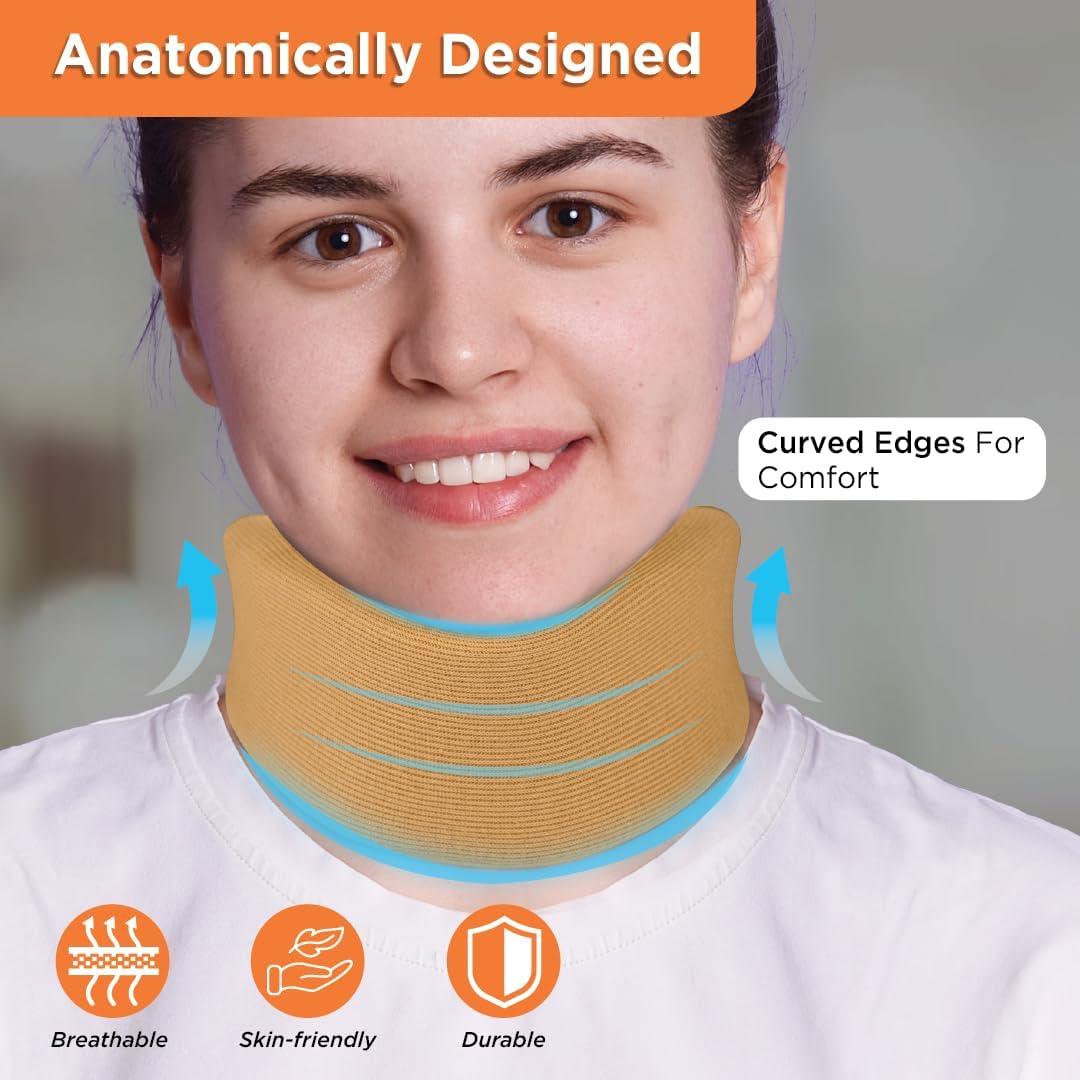 Dclub DClub Soft Cervical Collar Adjustable Neck Brace With Extra Support Relieves Pain & Pressure in Spine. (MEDIUM)