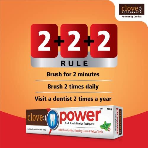 Clove Clove Power Toothpaste: Prevents cavities, tooth decay, and bad breath. Formulated by dental experts- 300 gms(100gm*3) Combo Super Saver Pack