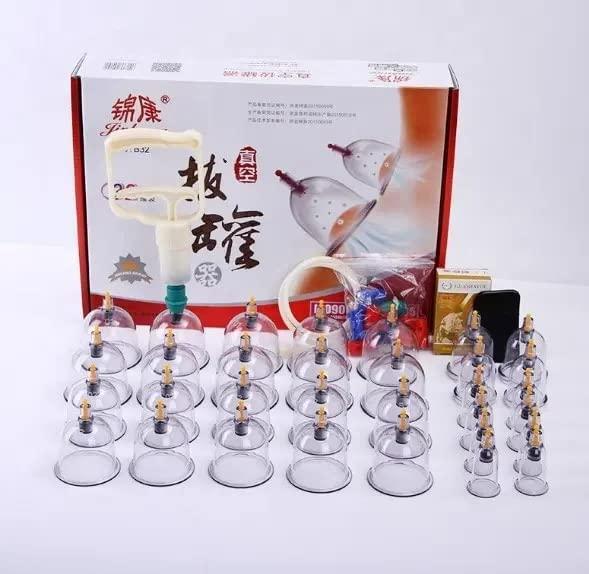 Acucare Acucare 32 Pcs Hijama acupuncture Massage Cans Cups Vacuum Cupping Kit Pull Out Vacuum Apparatus Therapy Relax Massager Body Suction Pumps (cupping set 32)