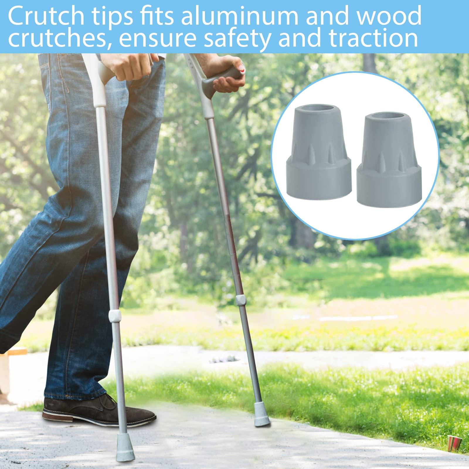 ATUOE Crutch Tips, 4 Pack 7/8 inch Heavy Duty Rubber Crutch Tips Replacement Rubber Cane Tips, Gray