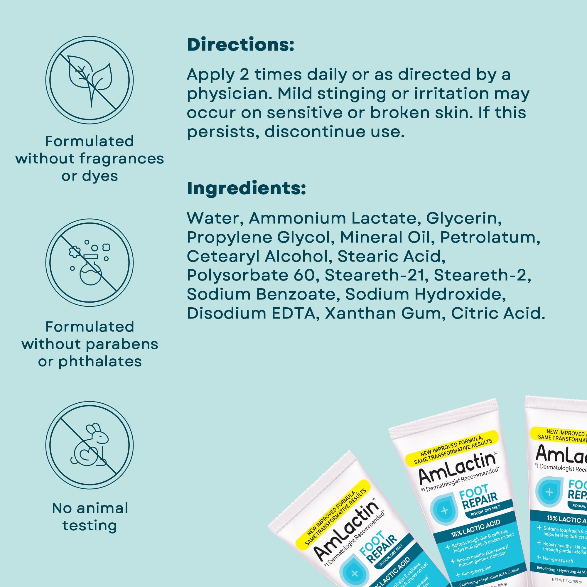 AmLactin Amlactin Foot Repair Foot Cream Therapy | Smooths Rough, Dry Feet | Powerful Alpha-Hydroxy Therapy Gently Exfoliates | Lactic Acid (Aha) | Softens Tough, Dry Skin