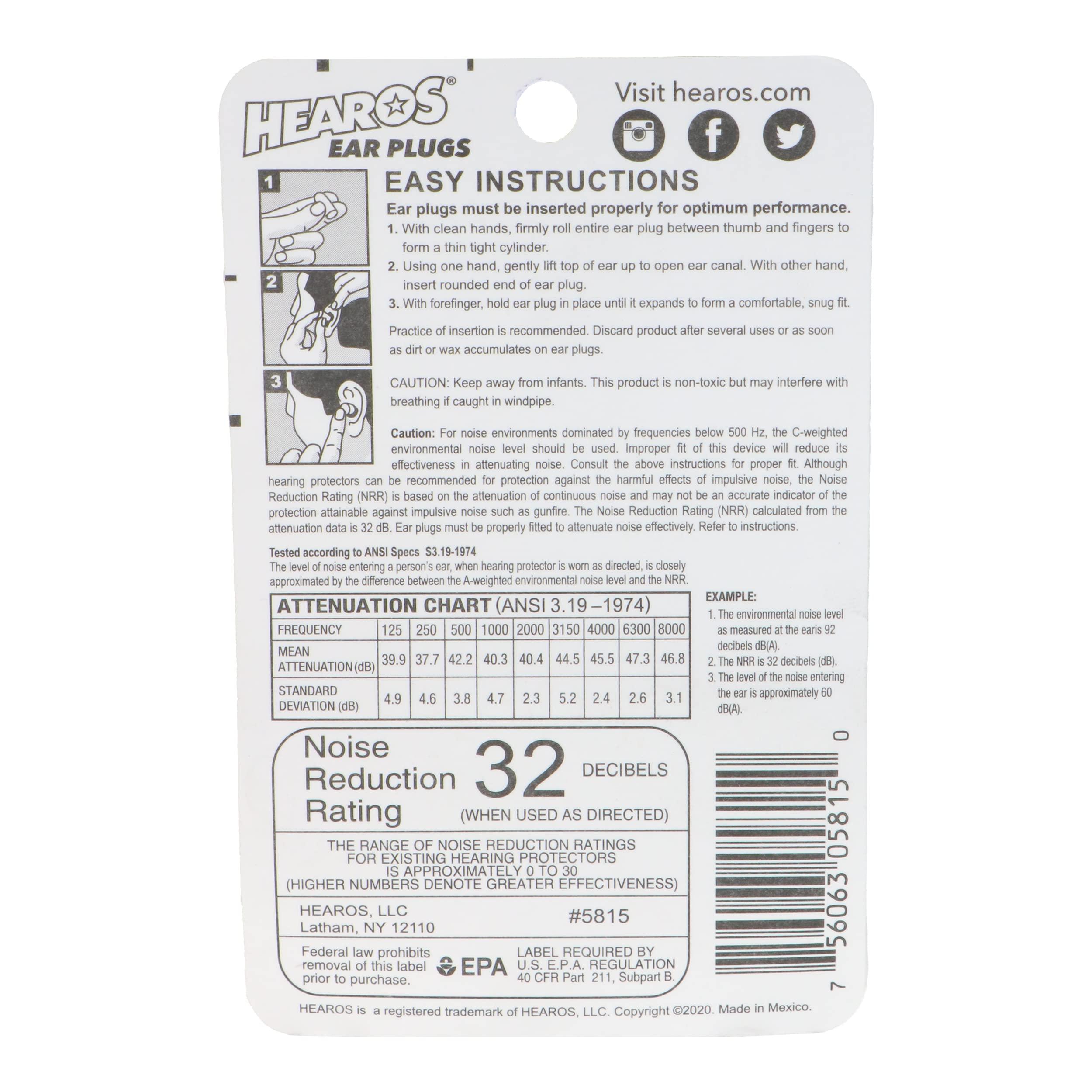 HEAROS Hearos Sleep Pretty Tonight Ear Plugs, Foam NRR 32, 2 Pair, Pink (5815)