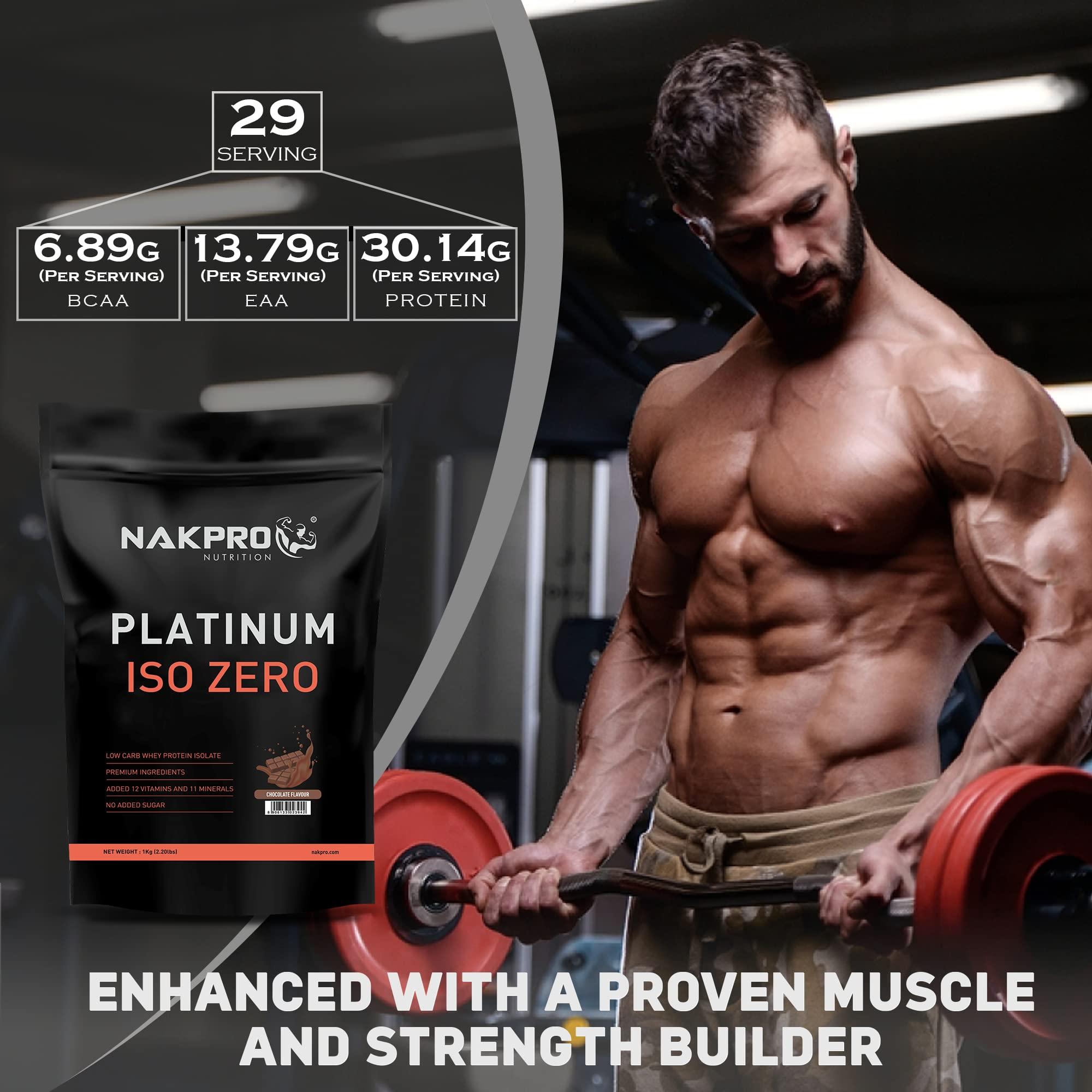 NAKPRO NAKPRO PLATINUM ISO ZERO 100% Whey Protein Isolate |Low Carbs|Added Vitamins & Minerals | Easy Mixing, Easy Digesting Whey Protein Supplement Powder for Men, Women & Athletes | 1 Kg Chocolate Flavour