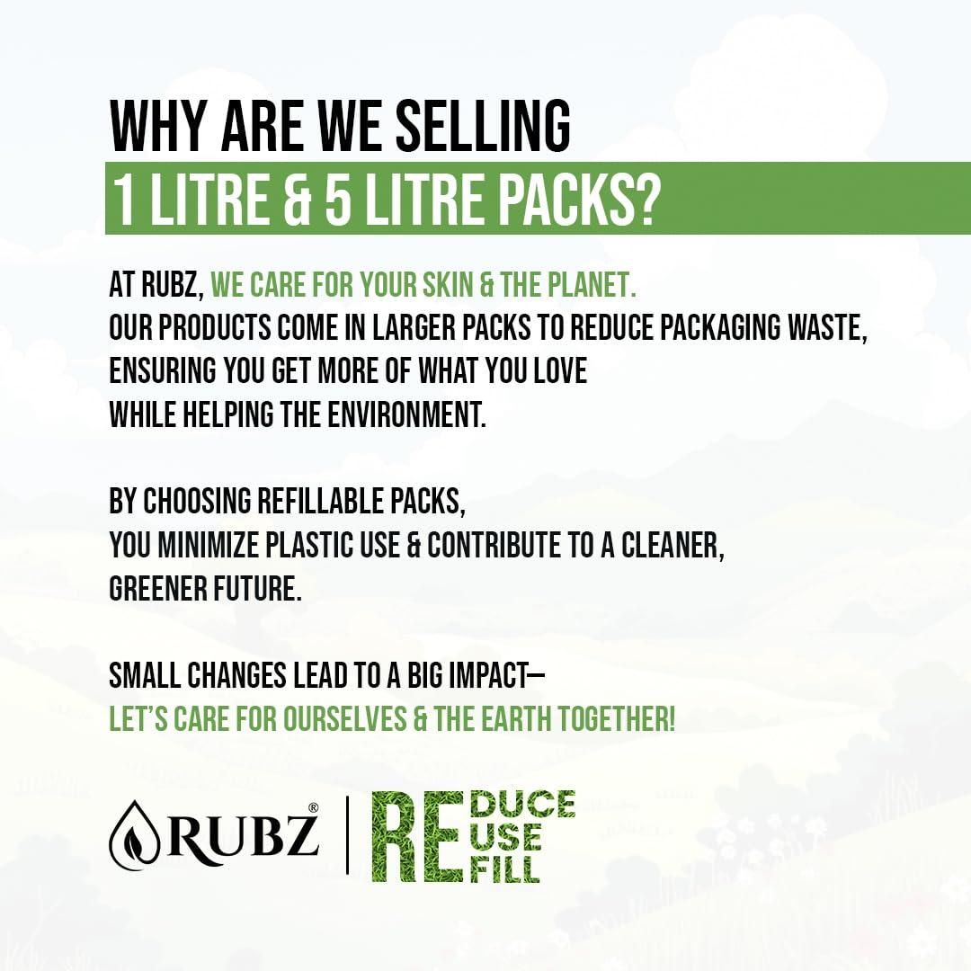 Rubz Rubz Lemon Handwash Refill Pack 5 Litre with 500ml bottle | Paraben Free Liquid Gel | Complete Protection for Soft Hands | Best for Hotel, Spa, Salon, Family, Gym | Total 5.5 Litre