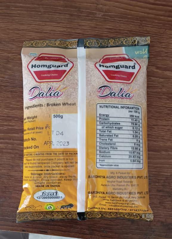Homguard Homguard Daliya with High Fiber & Protein, Broken Wheat Gehu/Multi Grain Dalia 500 Gram (Pack of 4)
