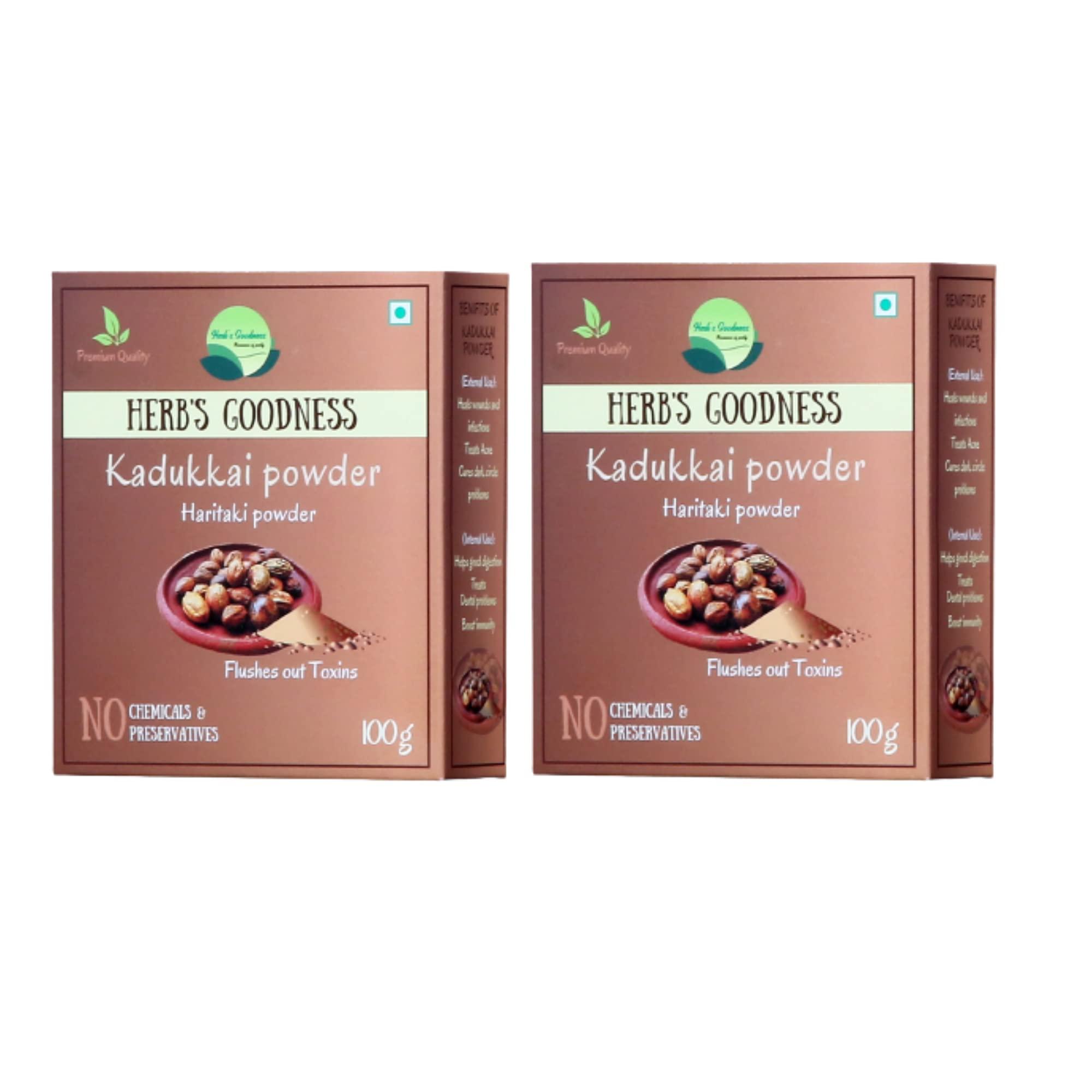 Herb's Goodness Herbs Goodness Organic Edible Kadukkai (Haritaki Powder) Seedless 100g  Inknut Powder| Harde Powder | Harad Powder For Dark Circles, Face Care And Healthy Digestion(Pack of 2)