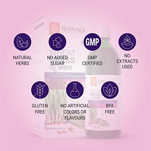 KRISHNA'S HERBAL & AYURVEDA Krishna's Wheatgrass Juice - 1000 ML | Wheat Grass juice 9th day picked wheatgrass leaves | Pure, Natural and Ayurvedic Juice