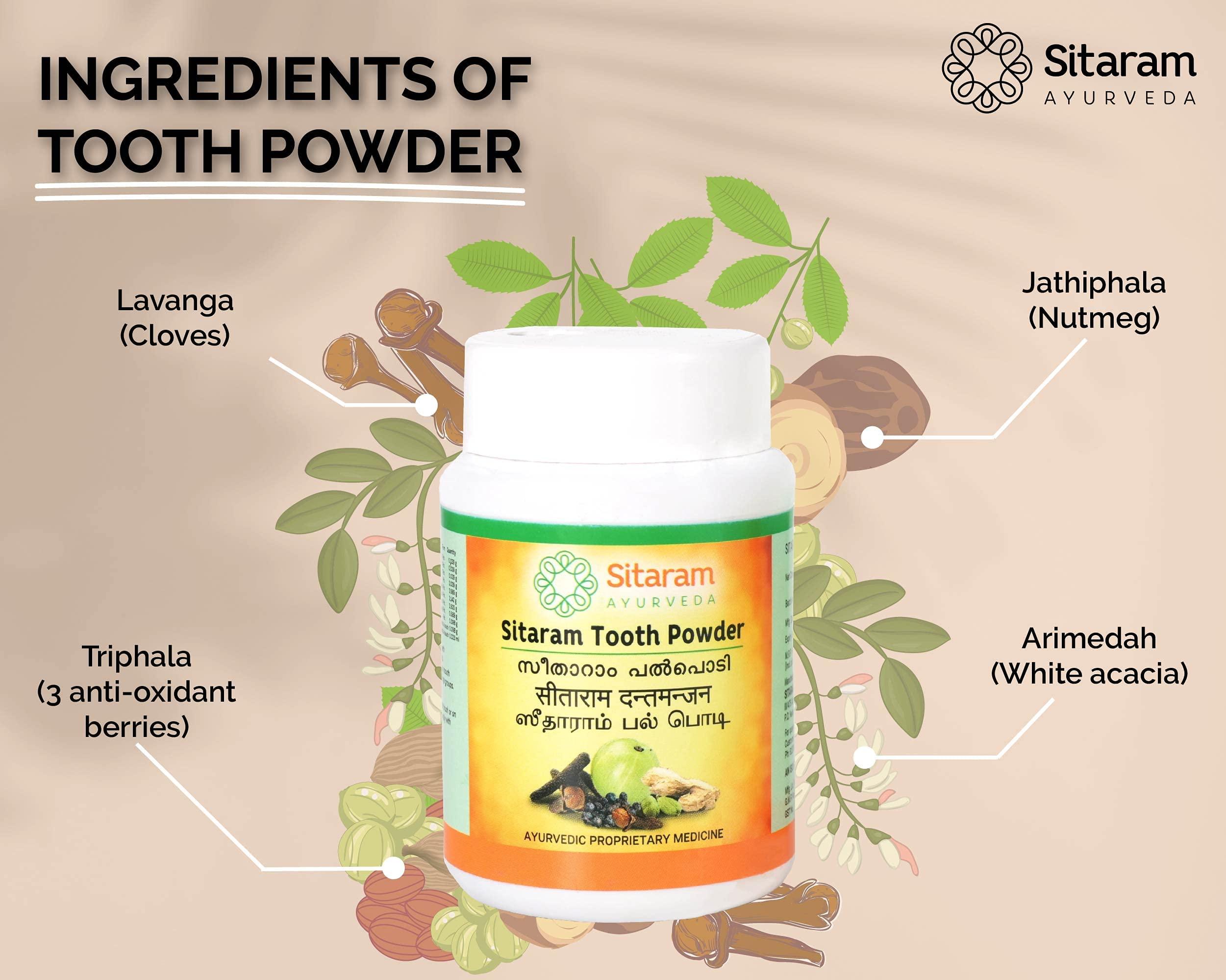 SITARAM Sitaram Ayurveda Ayurvedic Tooth Powder 50gms | Ayurvedic Teeth Whitening Powder | Freshens Breath, Removes Stains, Herbal Tooth Powder For Oral Health