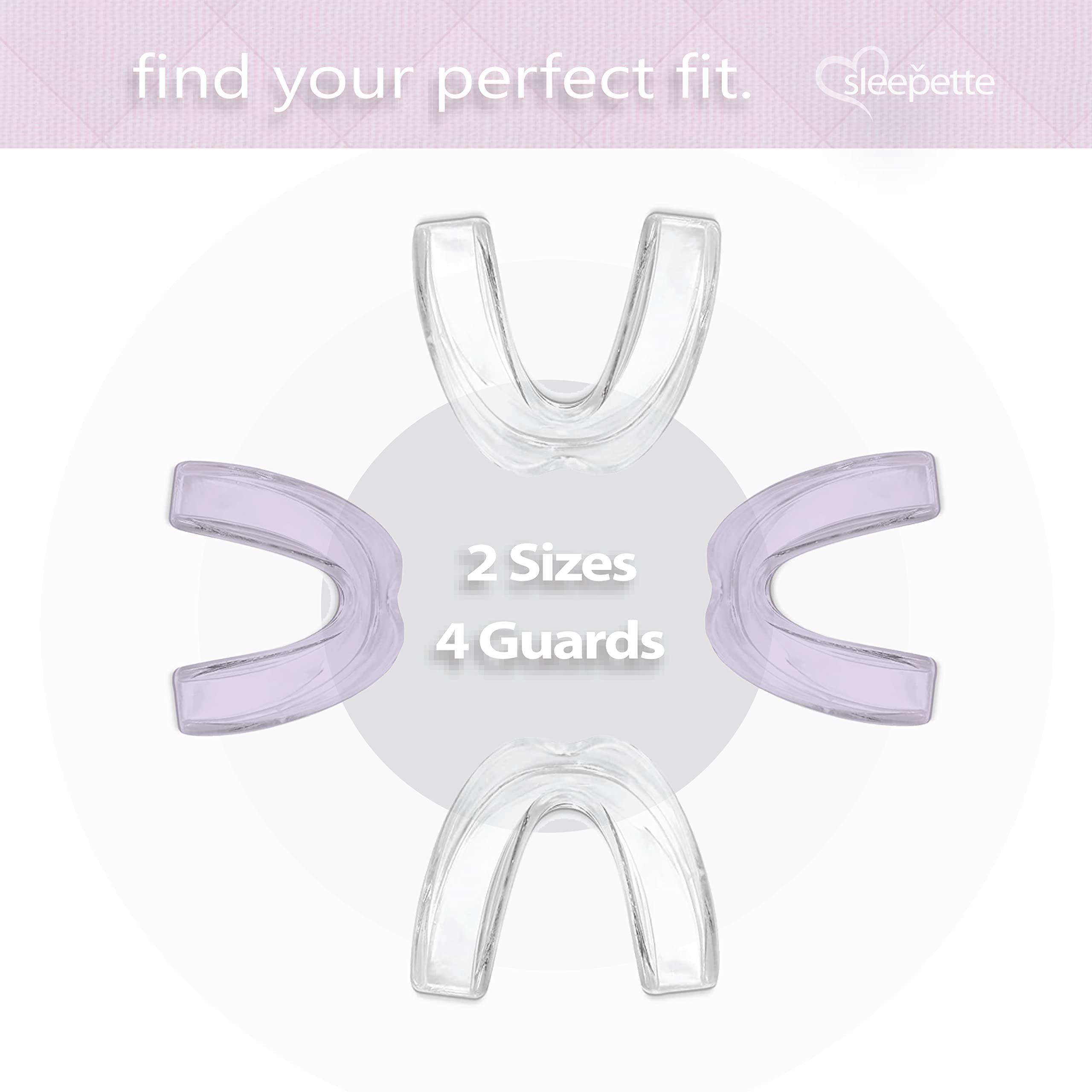 Sleepette Sleepette Night Guard for Women, TMJ Mouth Guard for Grinding Teeth at Night Jaw Clenching & Bruxism - Moldable Dental Night Guard for Teeth Grinding Mouth Guard for Sleep, 4 x Nightguard 2 x Sizes