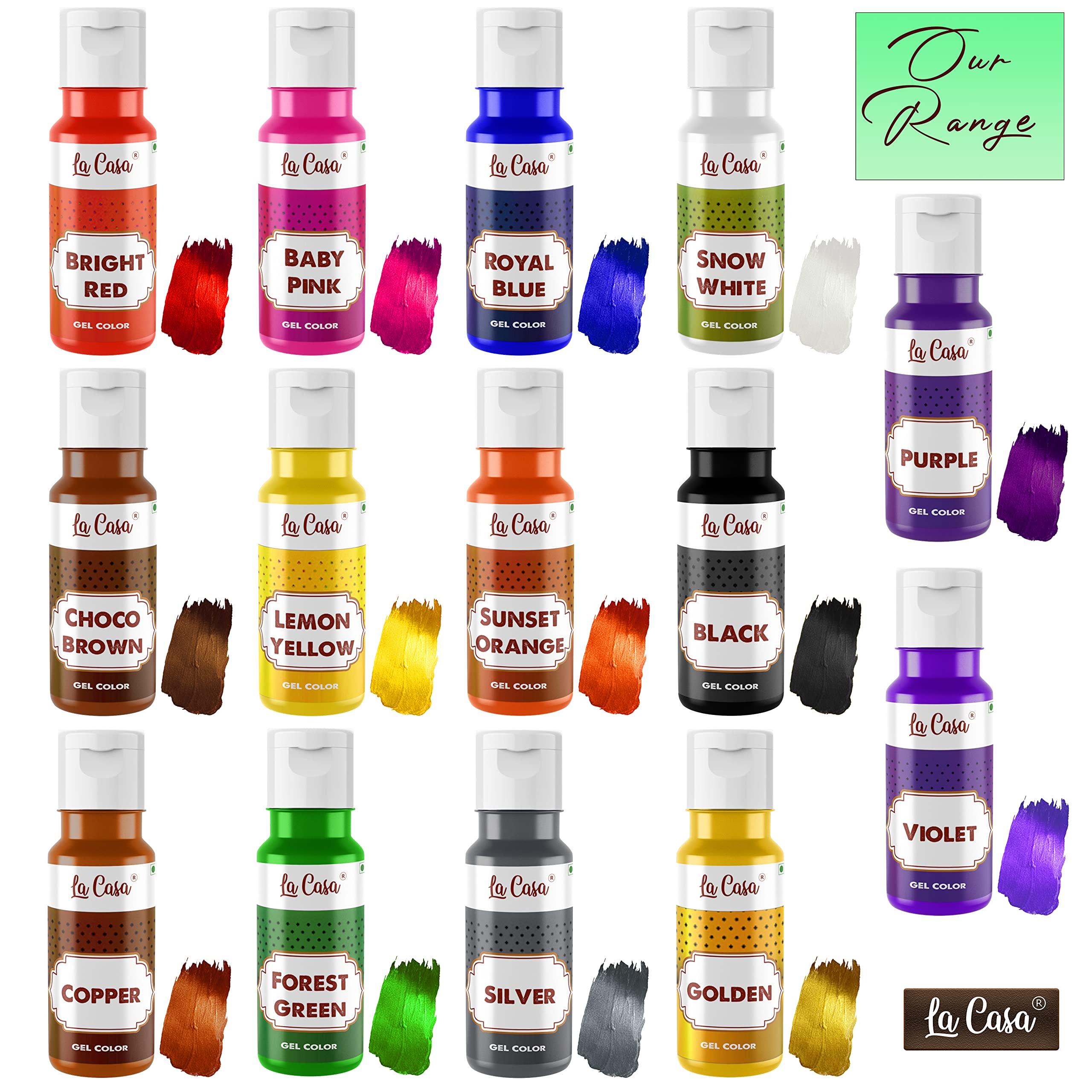 La Casa La Casa Metallic Gel Food Color - SILVER | Concentrated, Vegan & Gluten Free | For Icing, Fondant, Slime & Baking | 40ml |