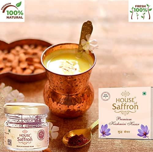 House of Saffron House of Saffron 5grams Kashmir Mogra Kesar Premium Original Saffron for Pregnant Women, Milk, Cooking, Biryani, Skin, Grade A1+++ Natural All Red Long Threads Pure Keshar - 5g