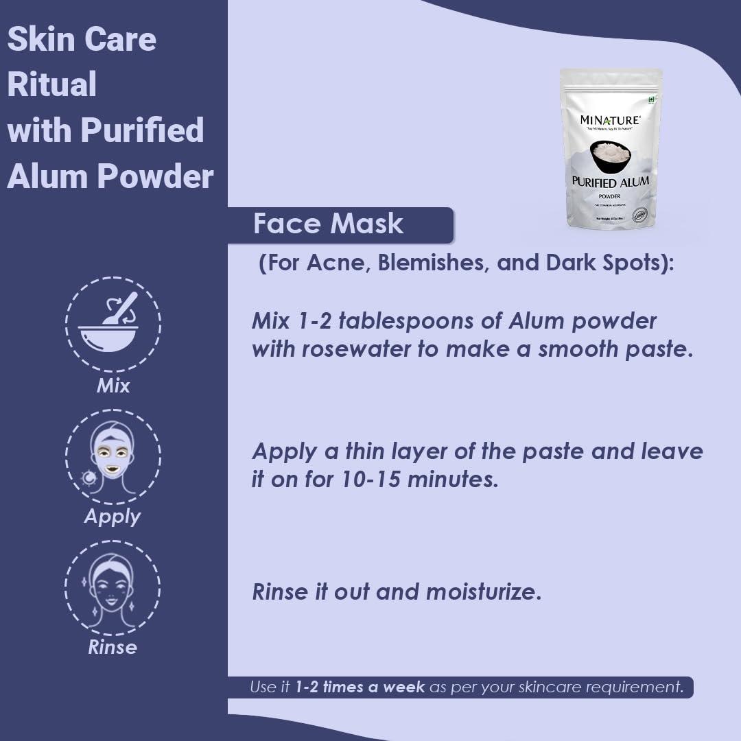 minature Alum Powder by mi nature | Purified Fitkari Alum powder (phitkari) for Skin Care |Water Purify| Pure Alum powder Cruelty Free |Pack of 2 (227g Each)