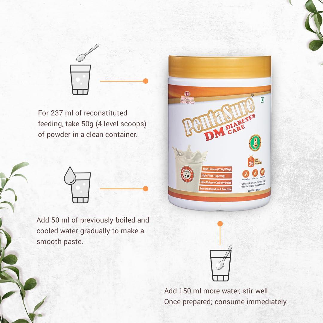 Pentasure PentaSure DM Diabetes Care Nutrition Drink to help manage Blood Sugar levels| Vanilla Flavor| 400 gm | 4 Proteins| High Fiber & Zero Maltodextrin