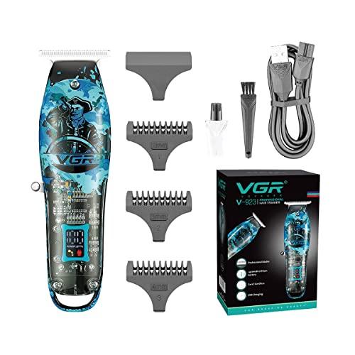 VGR VGR V-923 Professional Electric Hair Clipper with Digital LED display Beard Trimmer for Men, 150 min Runtime and 3 Guide combs (Black)
