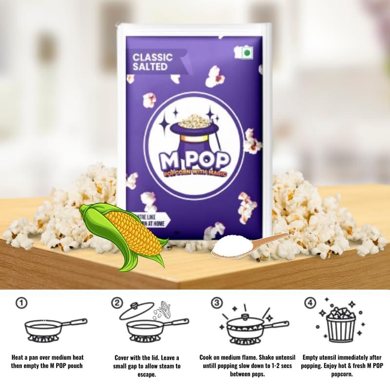 M POP M POP Classic Salted Instant Popcorn with Magic | Theatre Like Popcorn at Home (70g, Pack of 10)