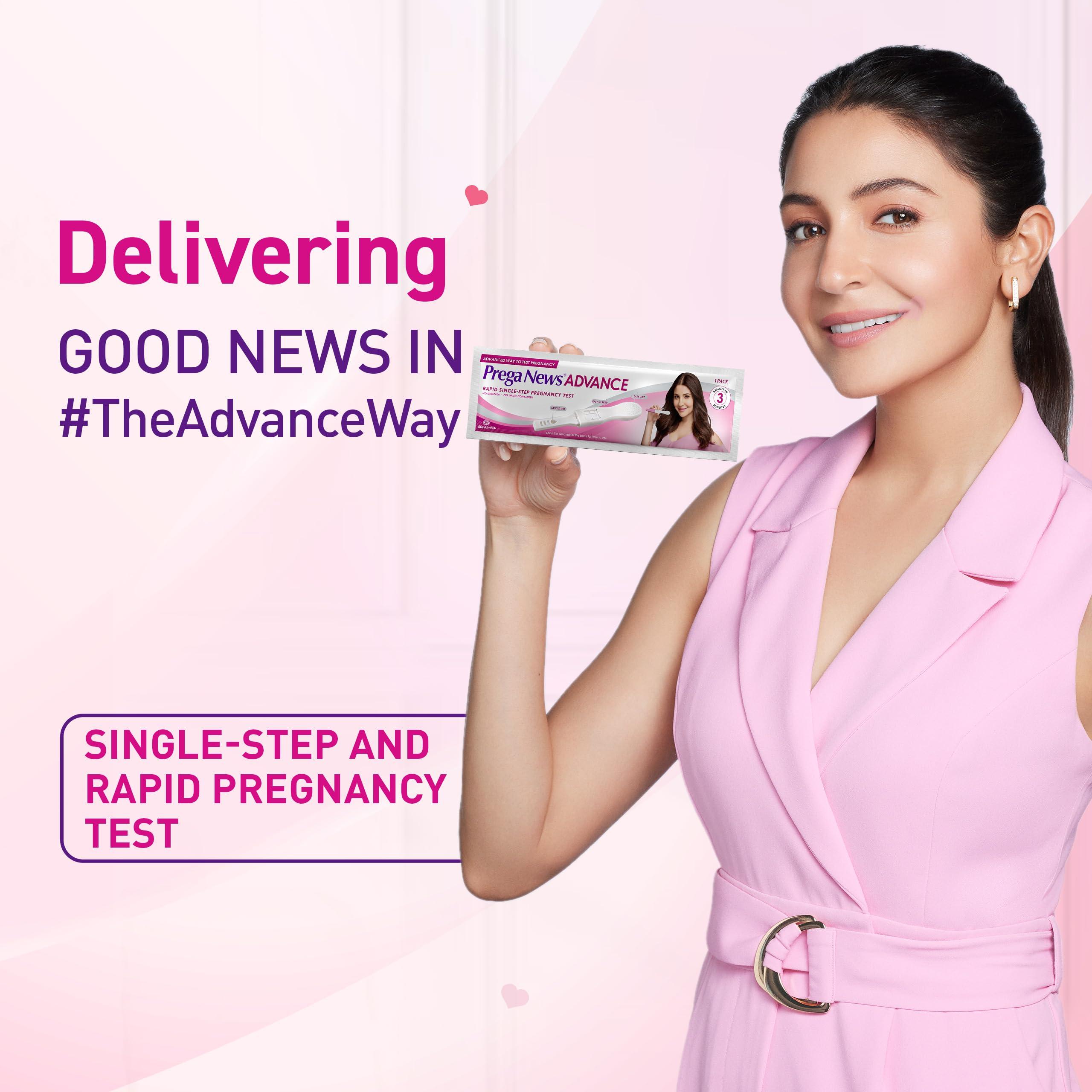 Prega News Prega News Advance, HCG Home Pregnancy Test, Midstream Urine Test Kit, One Step Pregnancy Test, Easy to Use, Accurate Result in Just 3 Minutes x Pack of 1 (2)