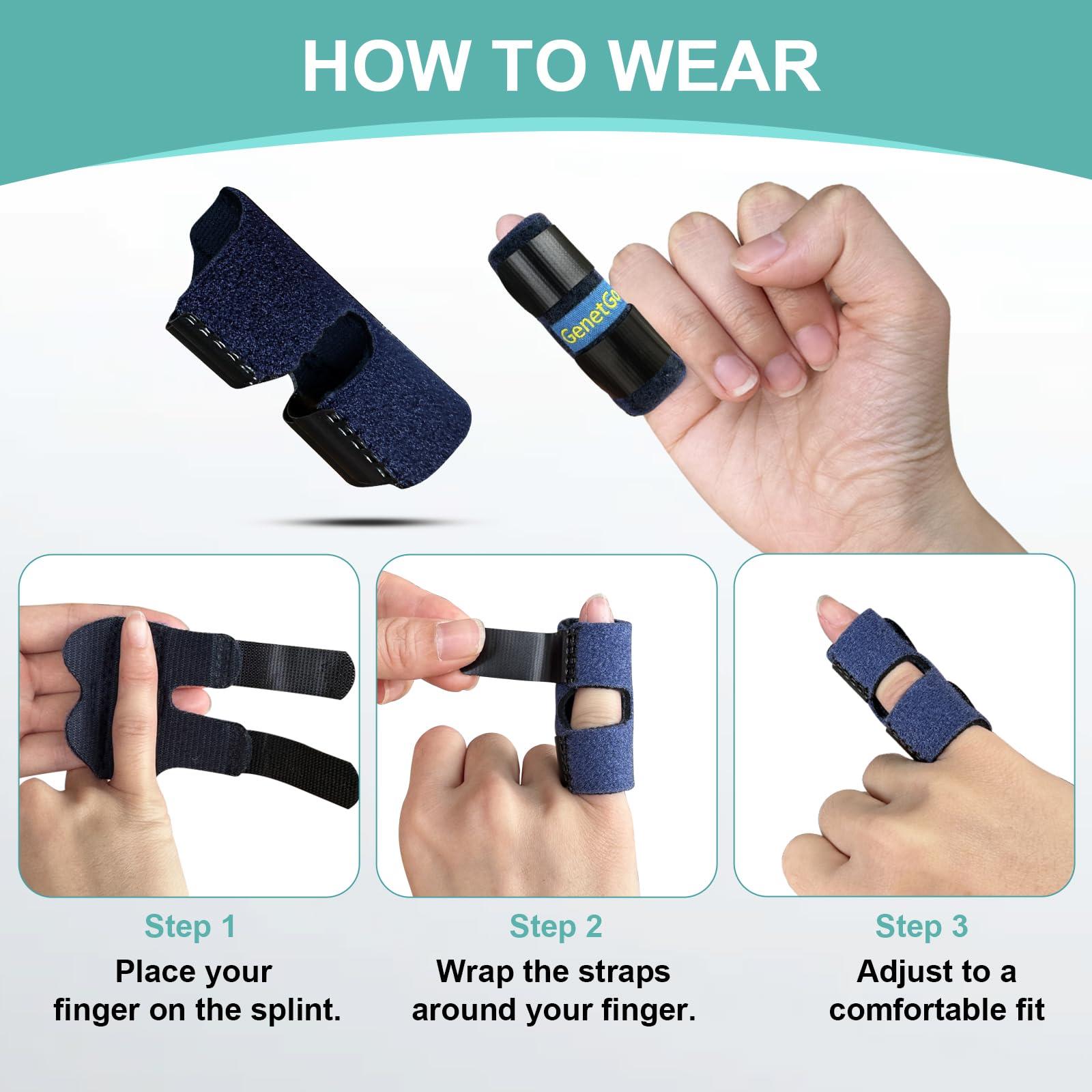 GenetGo GenetGo Little Pinky Finger Splint Brace for Trigger Mallet Finger Broken Finger, 2 Pack