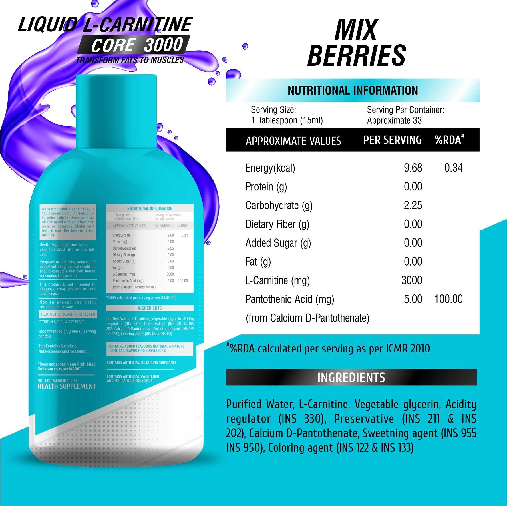 HF Series HF Series Liquid L Carnitine 3000 mg,Burns Fat For Energy(MIX BERRIES COMBO)