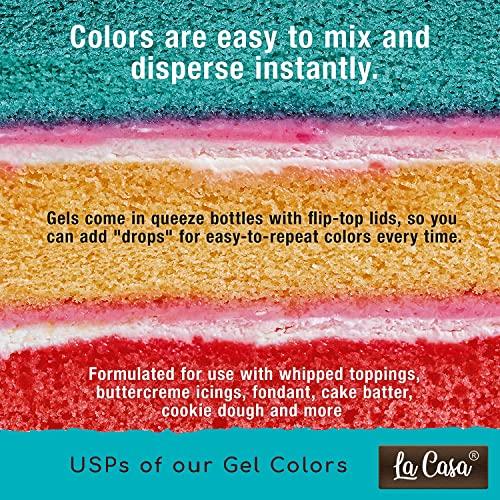 La Casa La Casa Metallic Gel Food Color - Combo Pack of 6 | Concentrated, Vegan & Gluten Free | For Icing, Fondant, Slime & Baking | 40mlx6 |
