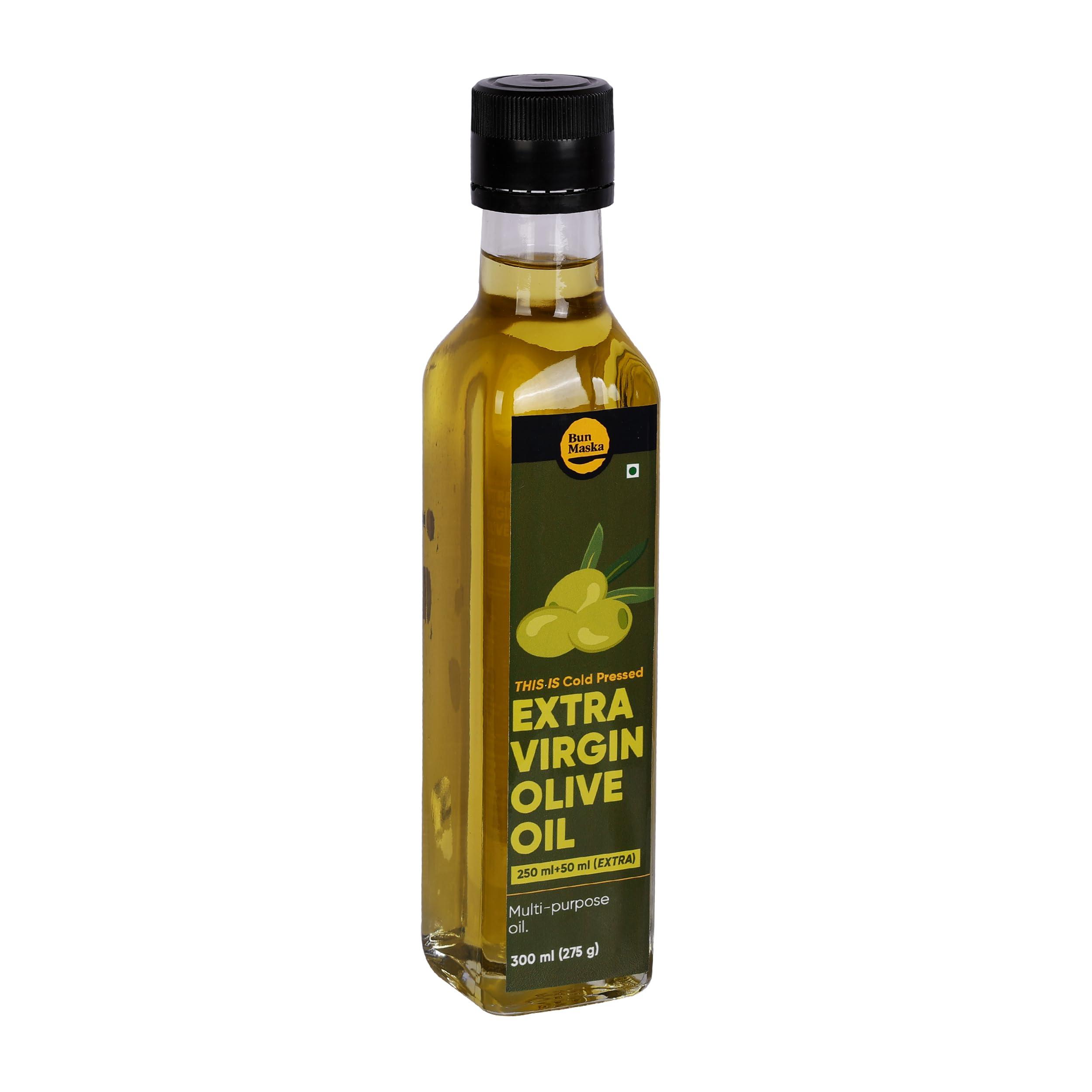 Bun Maska Bun Maska Cold Pressed Extra Virgin Olive | Premium Cooking Oil | Perfect For Frying & Baking | Cholesterol-free, Rich In Vitamin E, Boosts Metabolic Health & Immune System (300 ml)