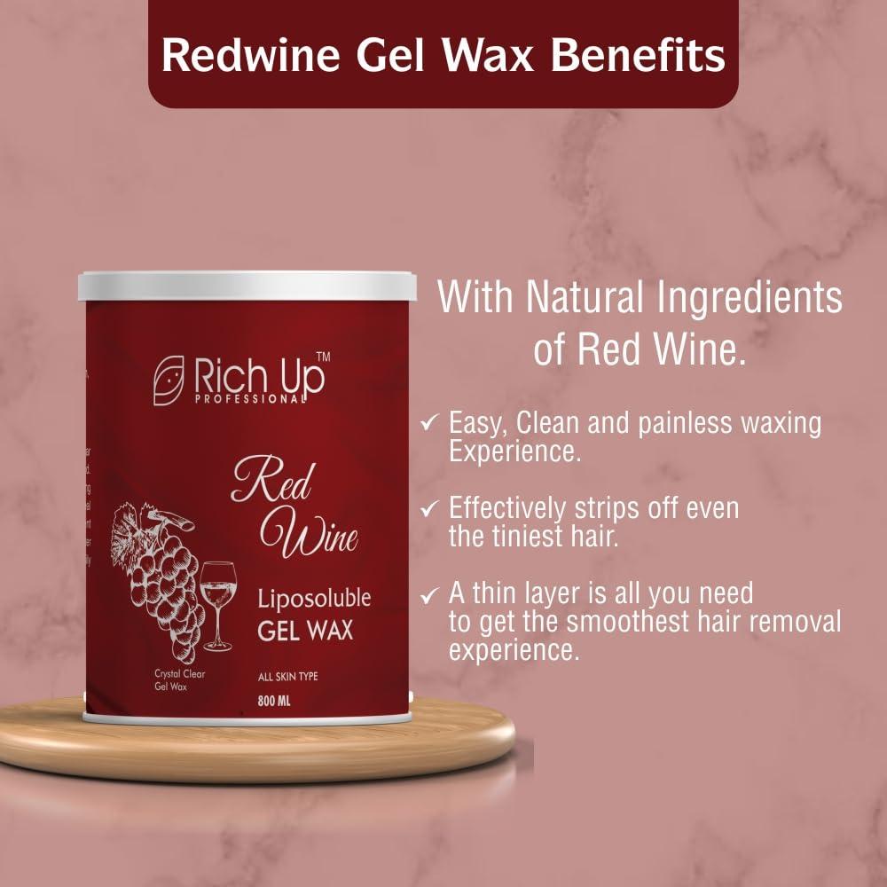 RICH UP PROFESSIONAL RICH UP 800ml Liposoluble wax - Red wine (With 60ml Pre wax gel & 60ml After waxing oil)