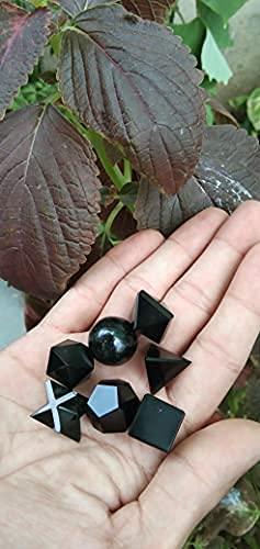Jet International Crystal Jet Black Obsidian Sacred Geometry Sets Free Booklet jet International Crystal Therapy 7 Stone Platonic Solid Merkaba Star w/ Velvet Pouch Attractive Cleansing