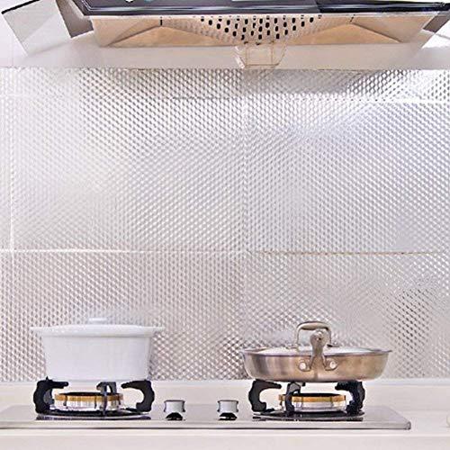LAKHANI VENTURE LAKHANI VENTURE Kitchen Oil Proof Stickers Self Adhesive Aluminium Foil Silver Sticky Back Plastic Waterproof Wallpaper for Countertop Cooktop Backsplash DIY