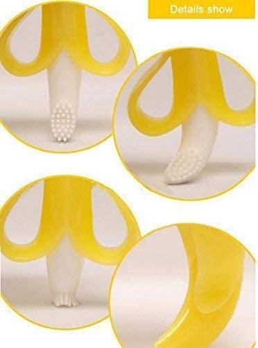 MEEO FASHIONS MEEO FASHIONS Kids Banana Toothbrush Teether With Soft Bristles Flexible 100% Safe For Toddlers Easy To Hold (Yellow) Pack of 2