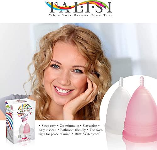 Talisi Menstrual Cup Reusable Menstrual Cups Set of 2 Large & Small Soft Cups Period Cup Feminine Hygiene Products Alternative Period Protection to a Tampons and Feminine Pads Cup Menstrual