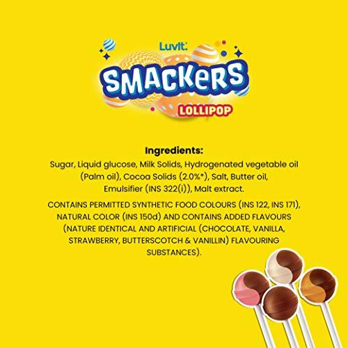 LuvIt. LuvIt. Smackers Fruit and Chocolate Flavoured Lollipops Pack Combo , 576g - Pack of 6
