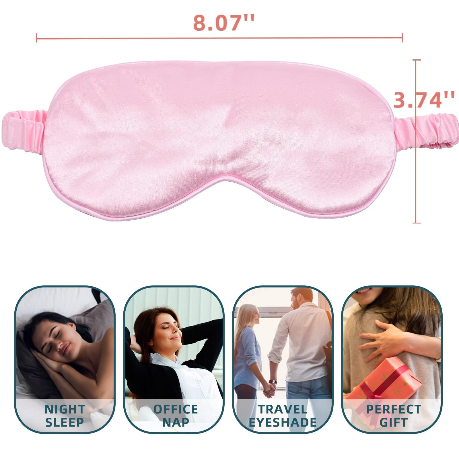 LERSVICVIL LERSVICVIL Sleep Mask 4 Pack Silk Eye Cover Soft Satin Blindfold Elastic Strap Night Eyeshade Travel Nap for Women Men