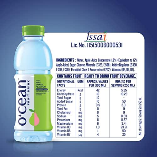 O'CEAN Ocean Fruit Drink Pink Guava 500 ML (Pack of 6) and Orange & Lime Fruit Flavour 500 ML (Pack of 6)