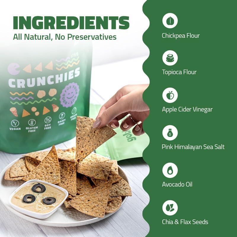 GOBBLERIGHT gobbleright Crunchies - Pack of 1/Nacho Tortilla Style Chips/Gluten Free, Vegan,Dairy free, Soya free, Grain free (80 Gm Per Pack)
