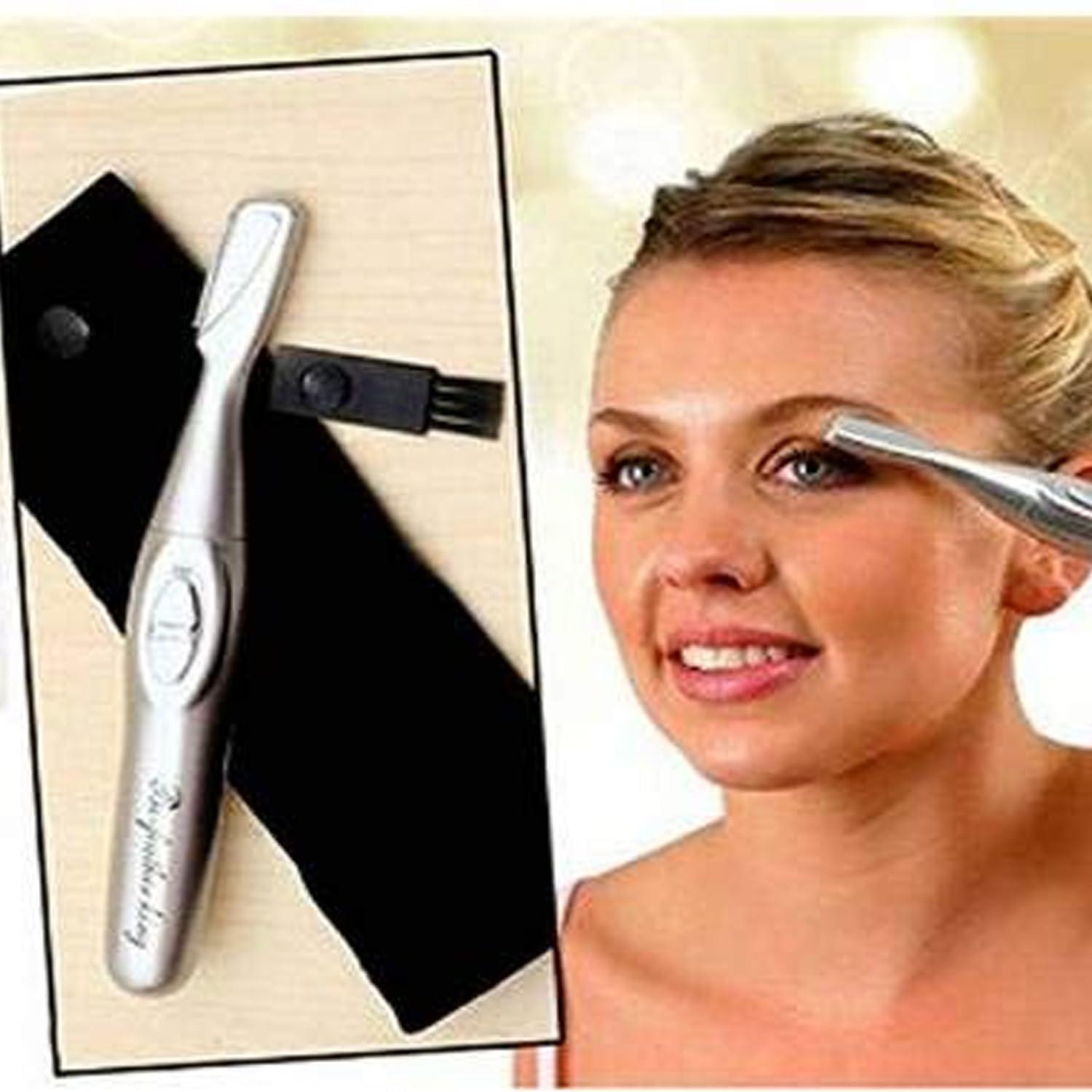 Monarch bizcom impex Monarch Bizcom Impex Bi-Feather King Eye Brow Hair Remover & Trimmer| Portable Mini Battery Powered Painless Tool| Hair Remover Epilator Pen for Women AND MEN (Free Carrying Pouch & a Cleaning Brush)