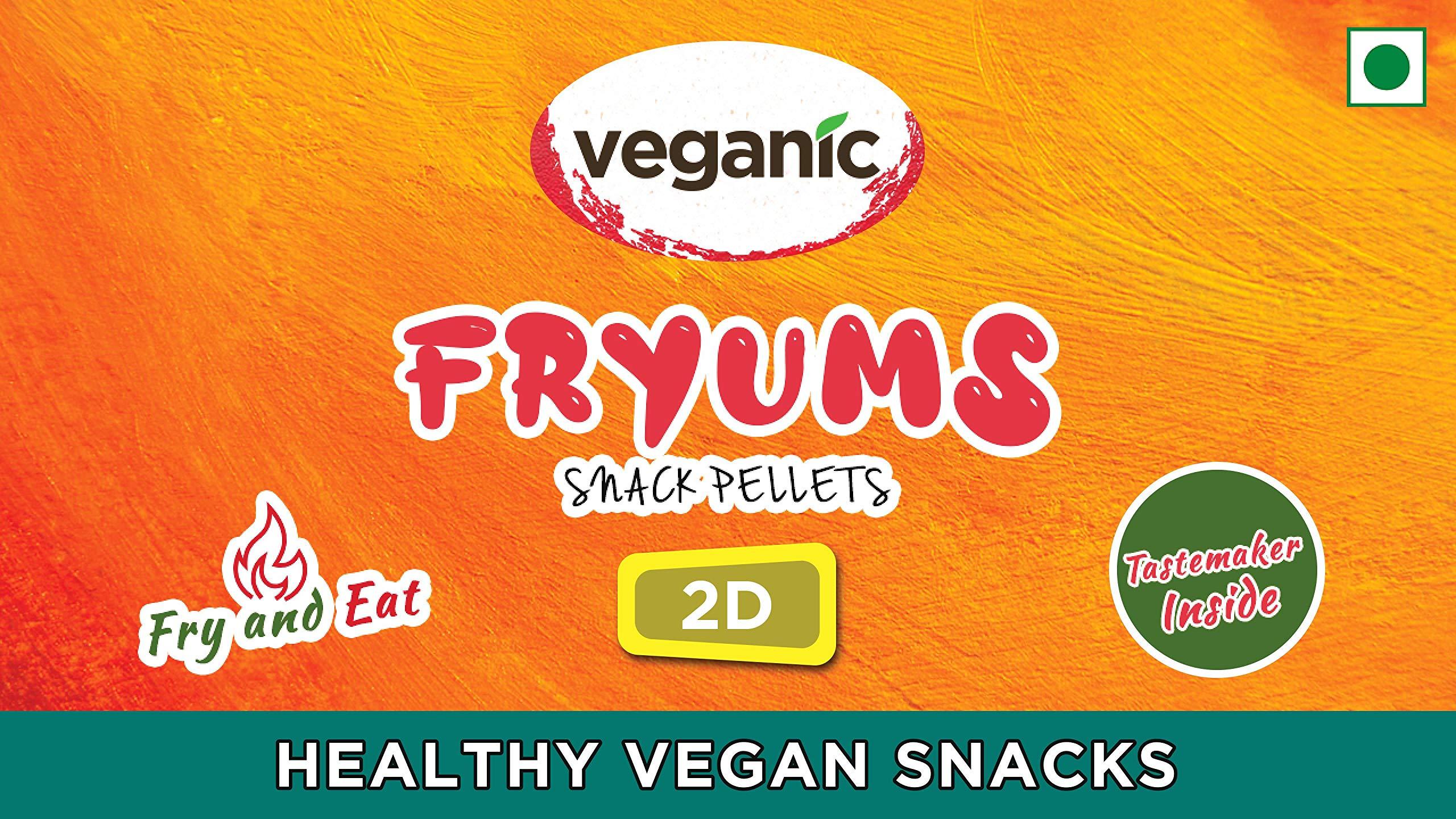 Veganic Fryums Snacks Chips | Ready to Fry | Oval Shape Crunchy Fryum by Veganic | 3D Fryums Snack Pellets | Tastemaker Inside| Papad Chips | Fry Or Microwave | 250 gm | Vegetarian Tasty Healthy Snacks