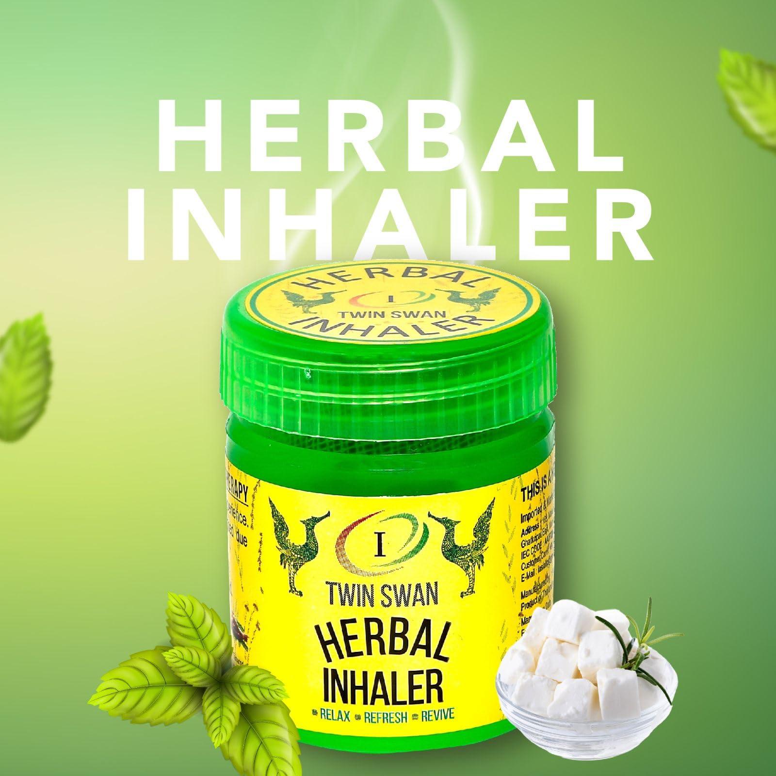 TWIN SWAN Twin Swan Traditional Thai Moderate Strong Herbal Inhalent Inhaler Pain Relief (10 g) (Pack Of 6)