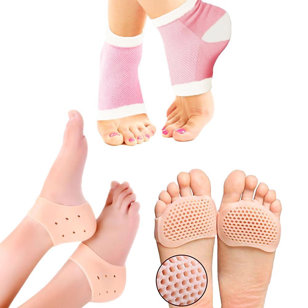 Stepify Stepify Silicone Gel Heel Socks - (Pack of 3 combo) Washable and Reusable Silicon Socks for Men & Women, Heel Pad For Heel Pain, Fore foot pad, Toe Free Heel Pad. (Pink)