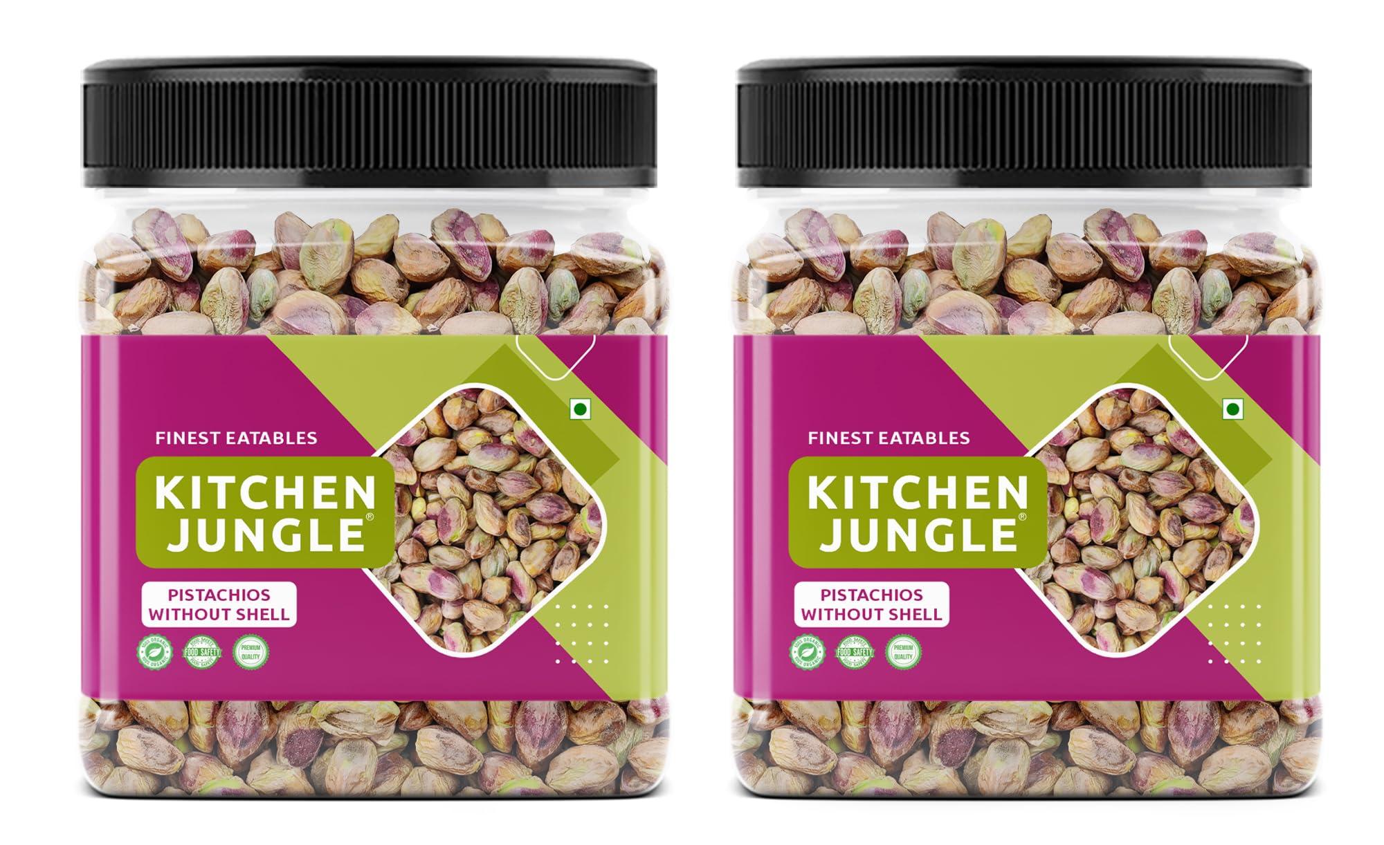 Kitchen Jungle Kitchen Jungle Pistachio Kernals Without Shell | Mota Pista | Bada Pista, Whole (250Gm Jar Pack Of 2)