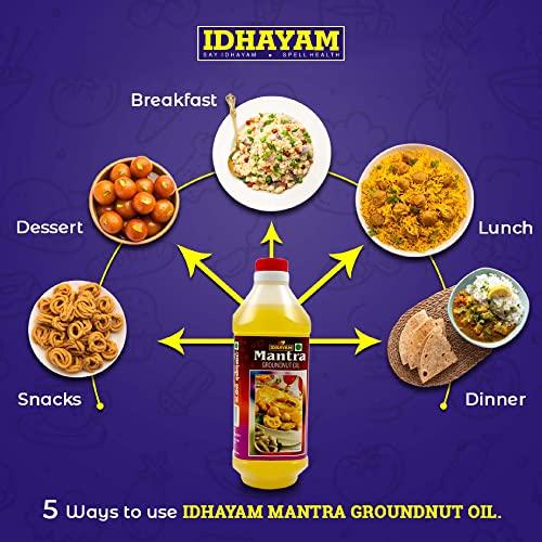 Idhayam Idhayam Mantra Groundnut Oil - Zero Cholesterol & Transfats - Rich in Flavour & High Smoke Point - Nutrient Rich Oil for Optimum Health - Healthy Cooking Oil (5 Litre)